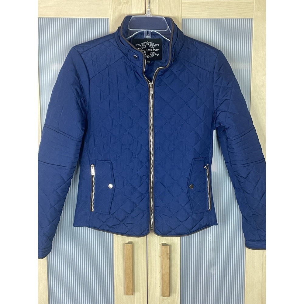 Shinestar Quilted Barn Jacket Sz S‎ Women's Blue Preppy Equestrian Casual